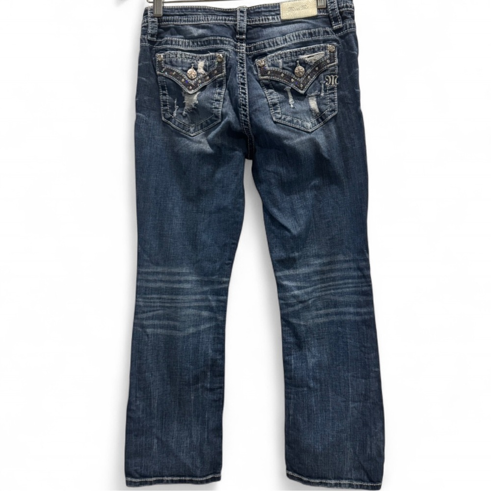 Miss Me | Women's Bootcut Blue Y2K Denim Jeans with Rhinestones | 29